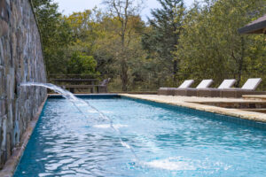 A water wall offers a series of pretty outpourings into the lap pool. (Ned Bonzi)