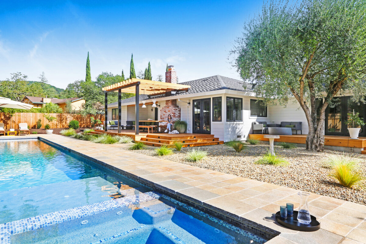 In this home on the outskirts of Sonoma, Samuel Lowe and Samuel Hayward of SDL Residential designed a conversion of a garage to a main bedroom, poolside suite.(Rick Bolen Photography)