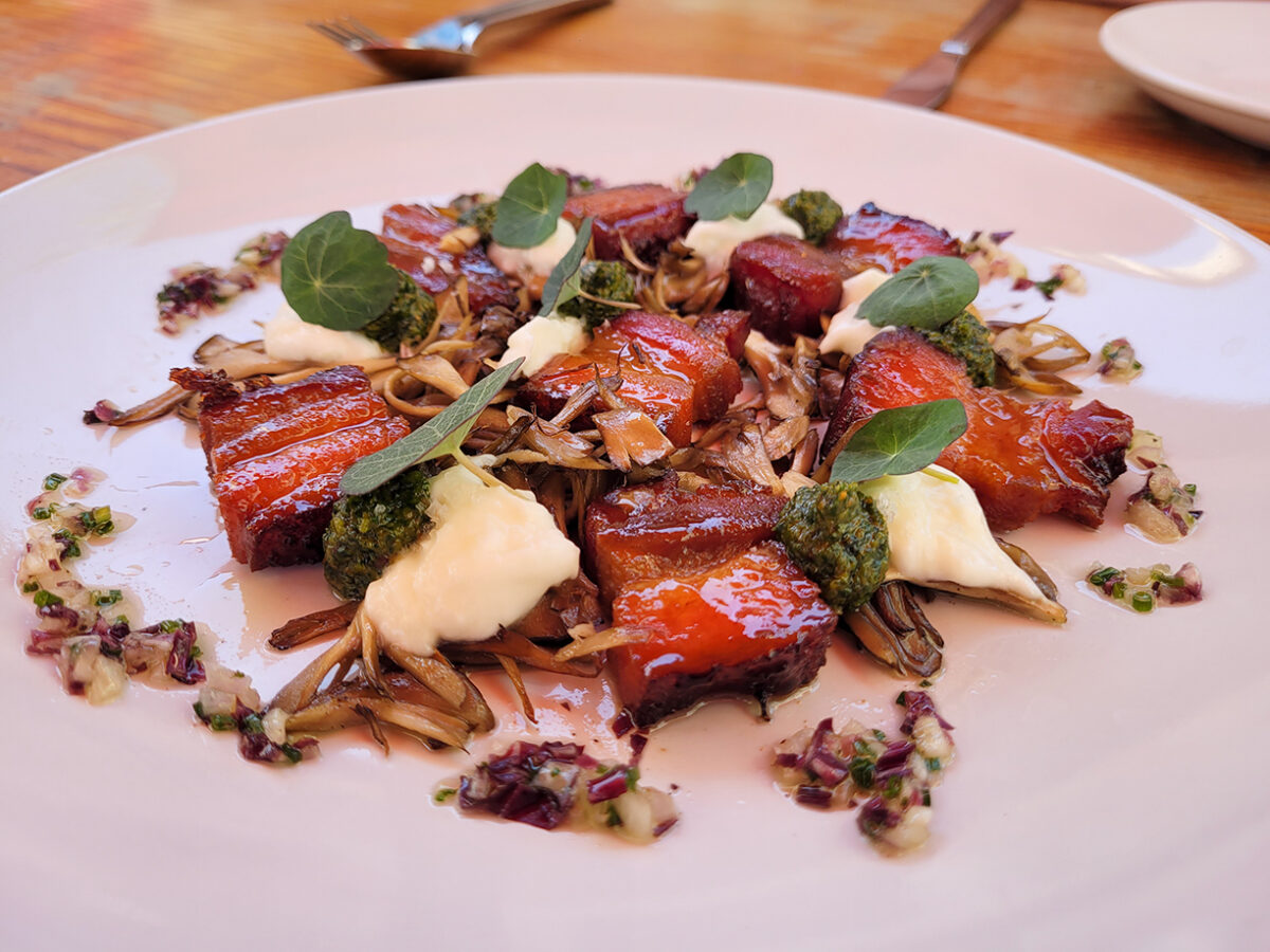 Pork belly at Bloom Carneros in Sonoma. (Heather Irwin)
