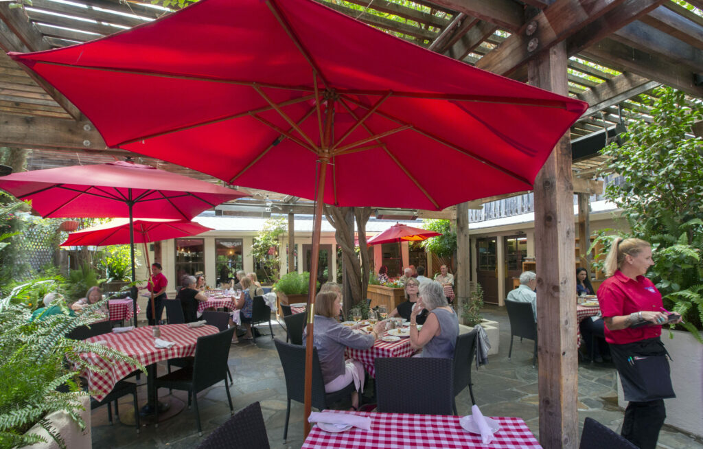 Back patio dining at the Swiss Hotel on West Spain Street on Thursday, August 4, 2022. (Robbi Pengelly/Index-Tribune)