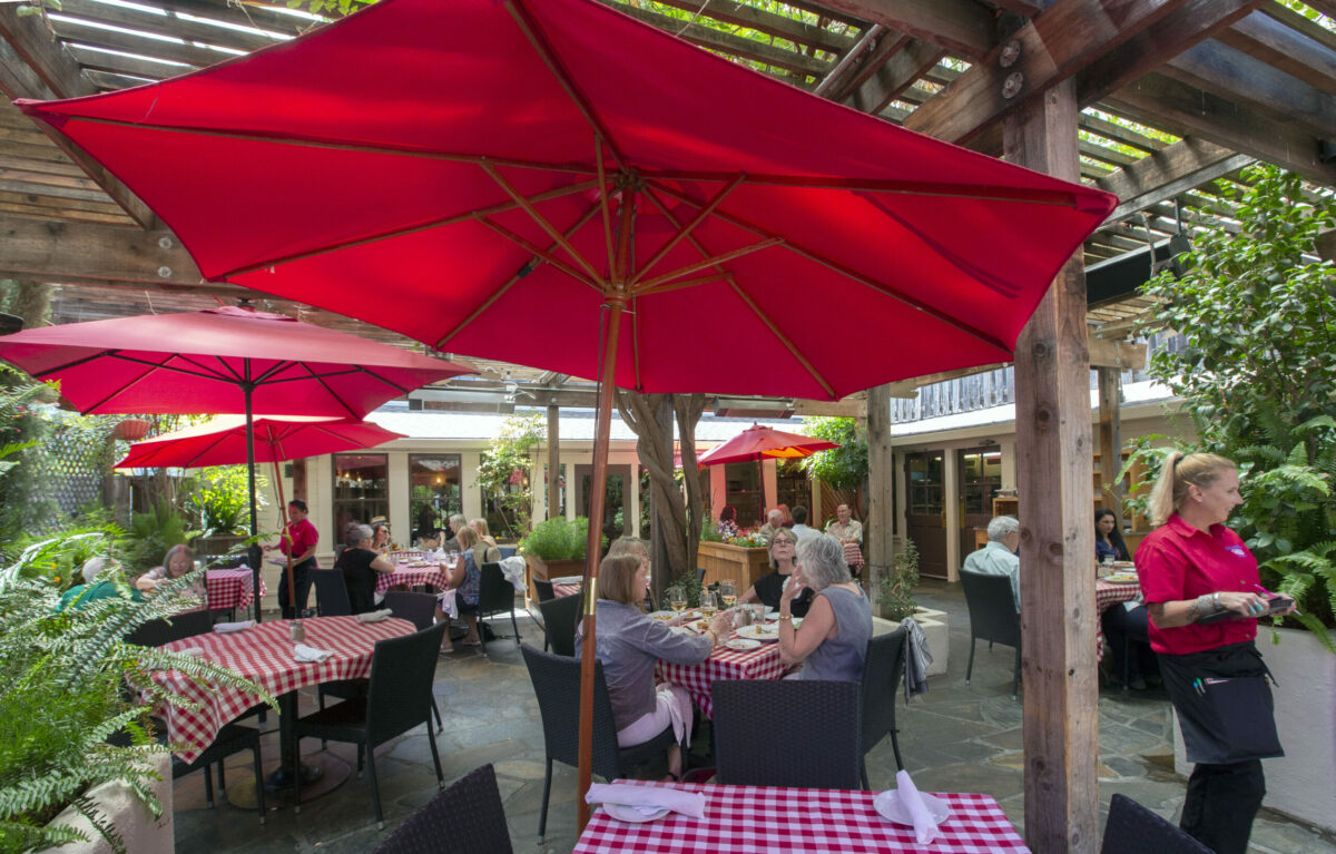 Back patio dining at the Swiss Hotel on West Spain Street on Thursday, August 4, 2022. (Robbi Pengelly/Index-Tribune)