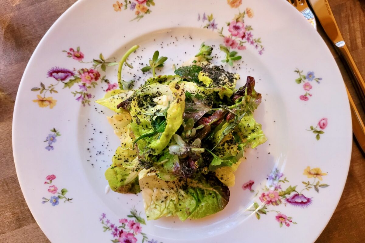 Herb salad is served at Troubadour Bread and Bistro in Healdsburg. (Heather Irwin / The Press Democrat)