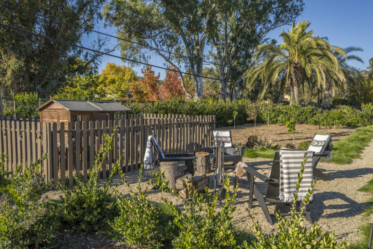 Seating by the chicken run and goat pen allow for enjoyment of the animals. (Provided by Carol Sebastiani of Sotheby's International Realty)