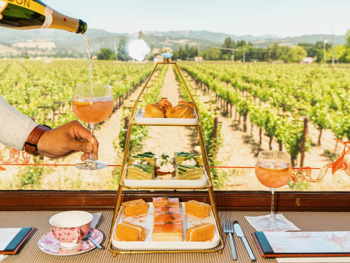 Afternoon tea service aboard the Napa Valley Wine Train. (Napa Valley Wine Train)