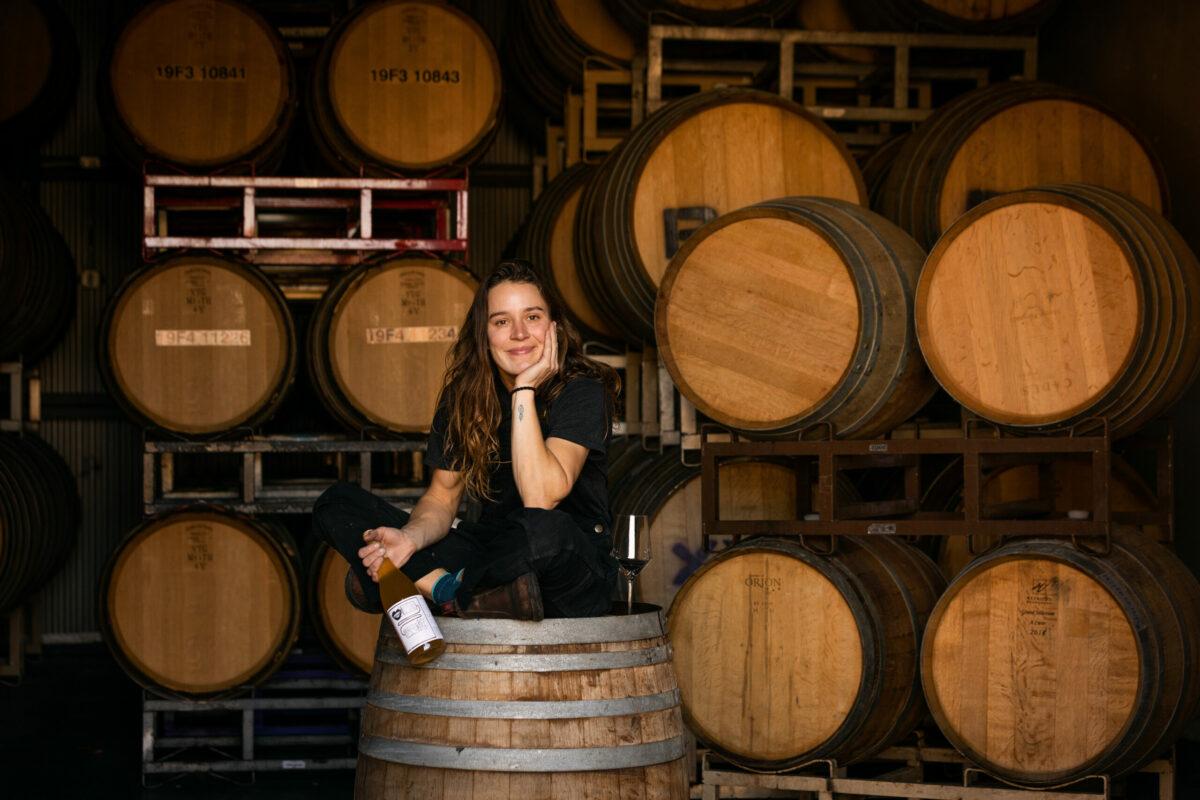 Rosalind Reynolds is an assistant winemaker for Pax Wines in Sebastopols Barlow district and makes about 1500 cases of her own label, Emme Wines. Photographed Wednesday, Nov. 16, 2022, in the barrel room. (John Burgess/Press Democrat)