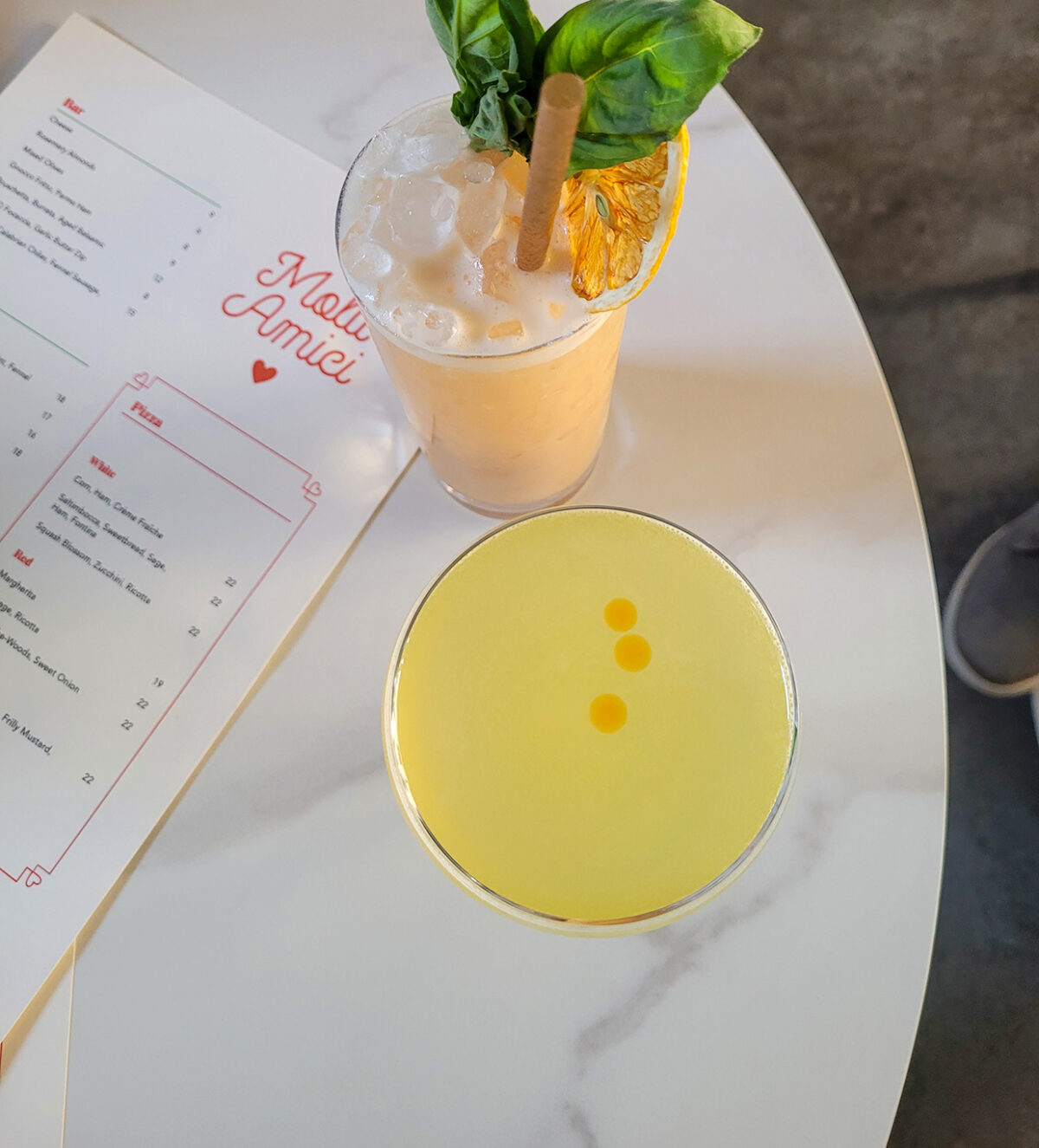 Roman Around and Asteroid City cocktails at Molti Amici in Healdsburg. (Heather Irwin)