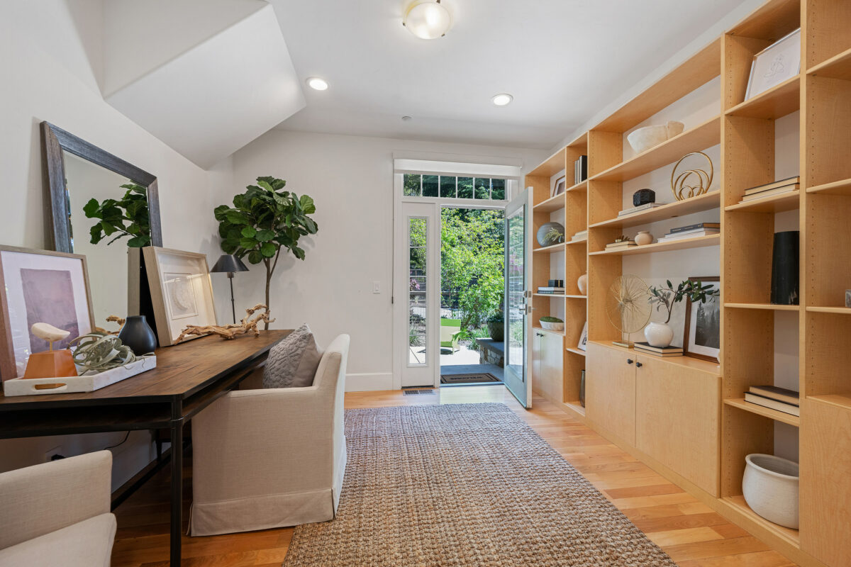 More built-ins provide attractive organization to the home's office space. (Open Home Photography)