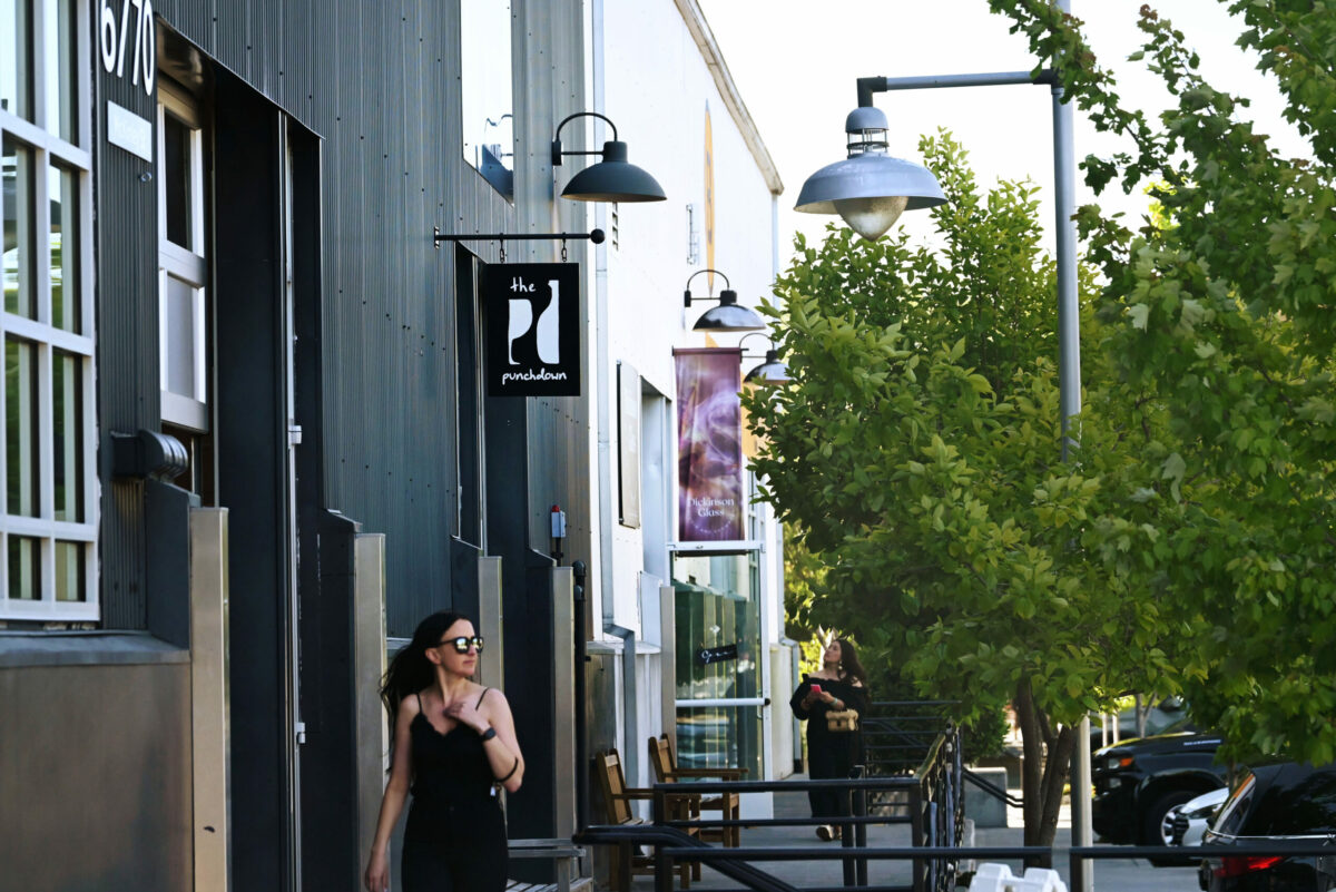 A new location for sipping wines at The Punchdown Natural Wine Bar + Bottle Shop on Friday, May 12, 2023 in the Barlow in Sebastopol. (Erik Castro / For The Press Democrat)