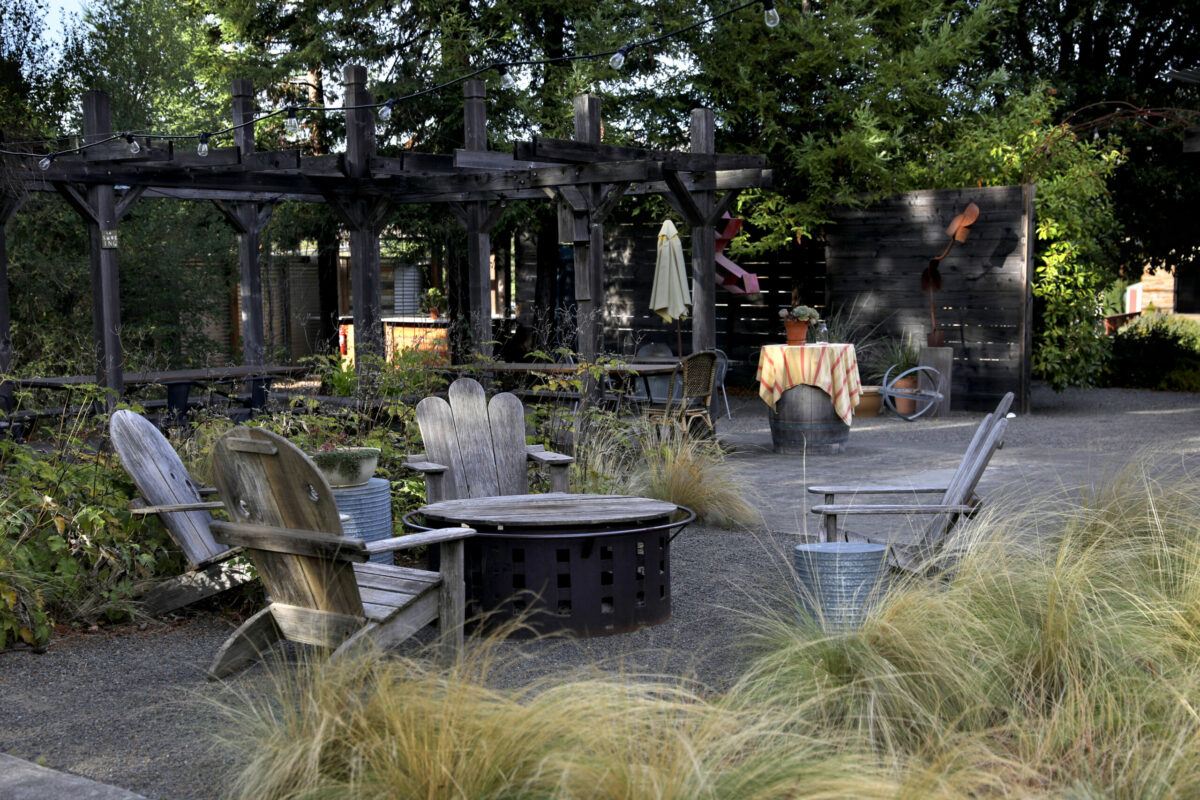 The back patio at the Boonville Hotel. (Beth Schlanker/The Press Democrat)