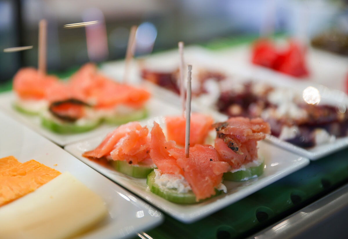 Smoked salmon, Boursin cheese, and cucumber tapas made by Wendy Lamer at Disco Ranch Wine Bar + Specialty Market in Boonville. (Christopher Chung/The Press Democrat)