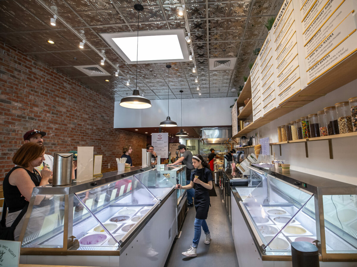 Iggy’s Organic Burgers and Angela’s Organic Ice Cream are served on the plaza, Friday in Downtown Healdsburg, June 30, 2023. (Chad Surmick/The Press Democrat)
