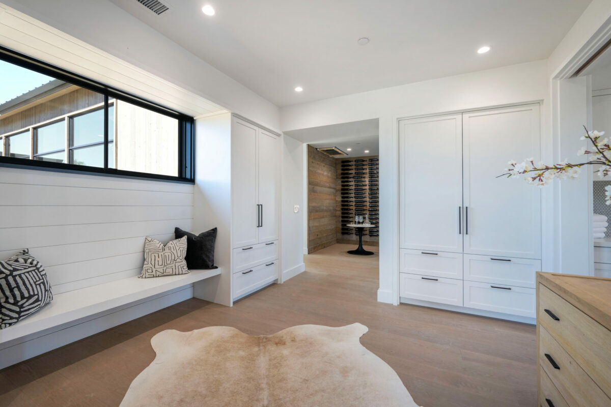 The wine storage has room for a tasting table. (Robert Vente / Sotheby’s International Realty)