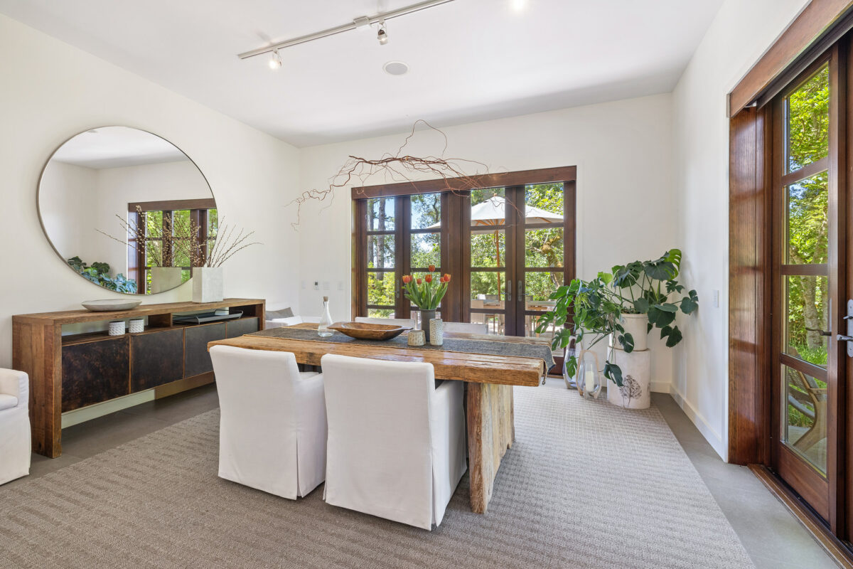 Smart updates like these French doors add rustic elegance to the formal dining room. (Open Homes Photography)