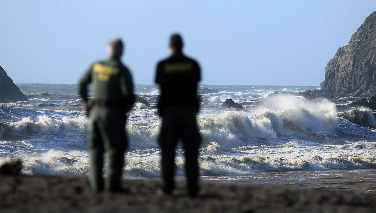 Heavy surf greeted rescue personnel as they searched for a kayaker who was later found in the ocean south of Goat Rock, Wednesday Dec. 23, 2015 in Jenner (Kent Porter / Press Democrat) 2015