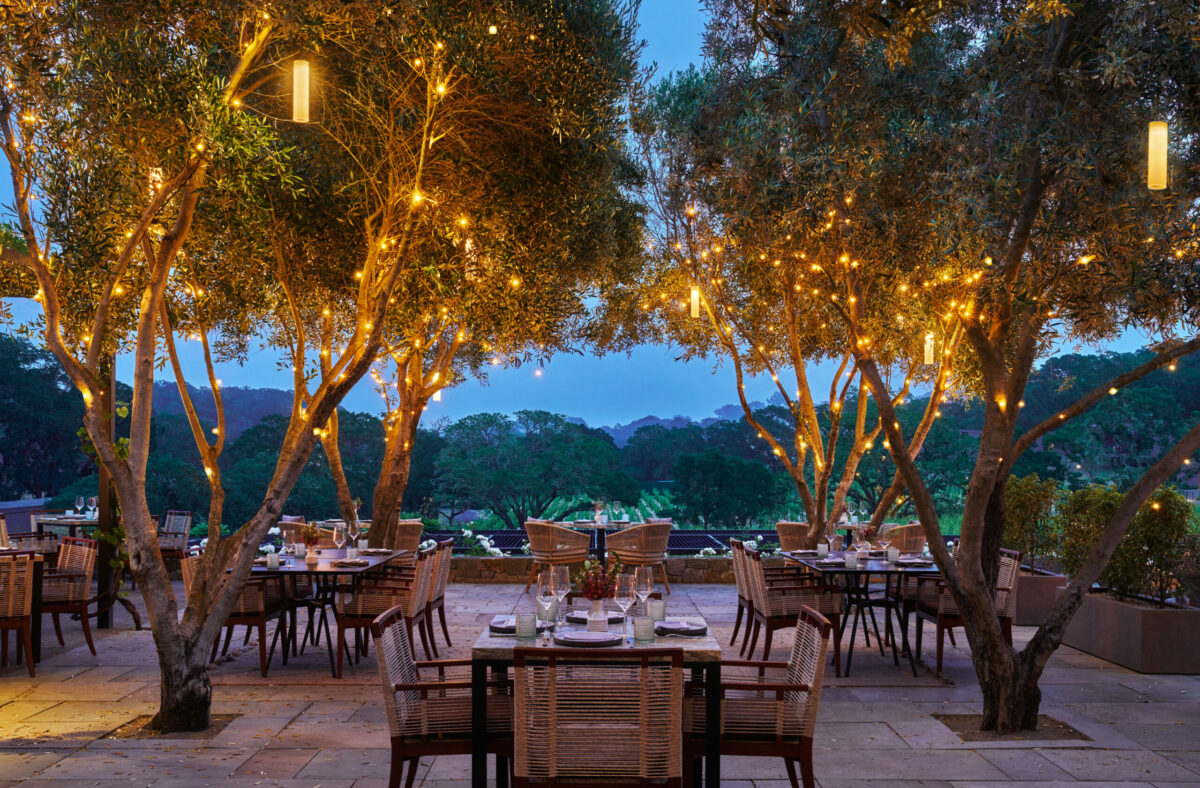 Outdoor eating area at the Hazel restaurant at Montage Healdsburg. (Montage Healdsburg)