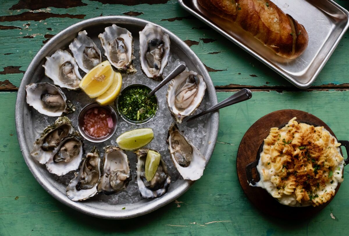 Oysters, mac n cheese at Nick's Cove in Marshall. (Adahlia Cole)
