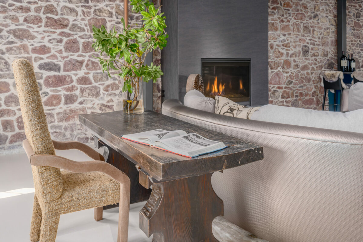 The hearth of the expansive first-floor great room. (Paul Rollins for Sotheby’s International Realty)
