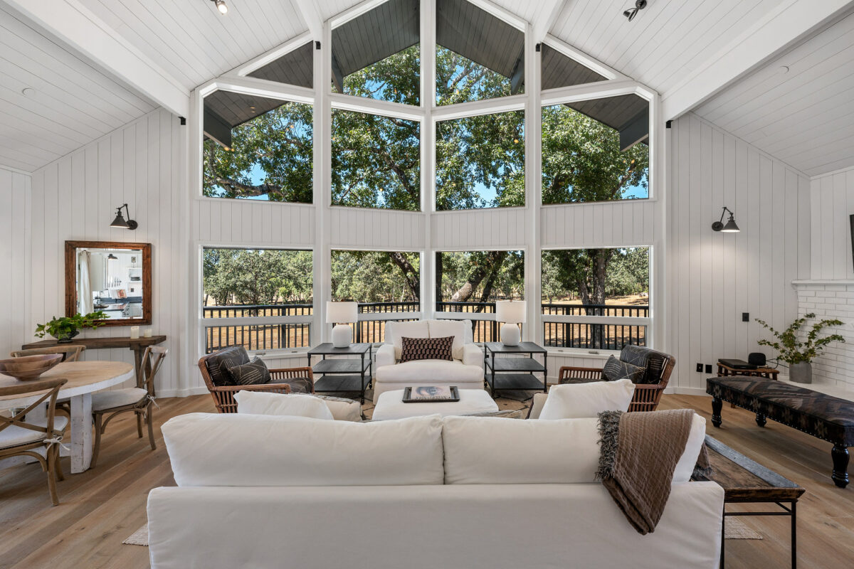 The 2,039 square foot A-frame, built in 2004 from a kit, is a Lindal Cedar home. (Open Homes Photography)