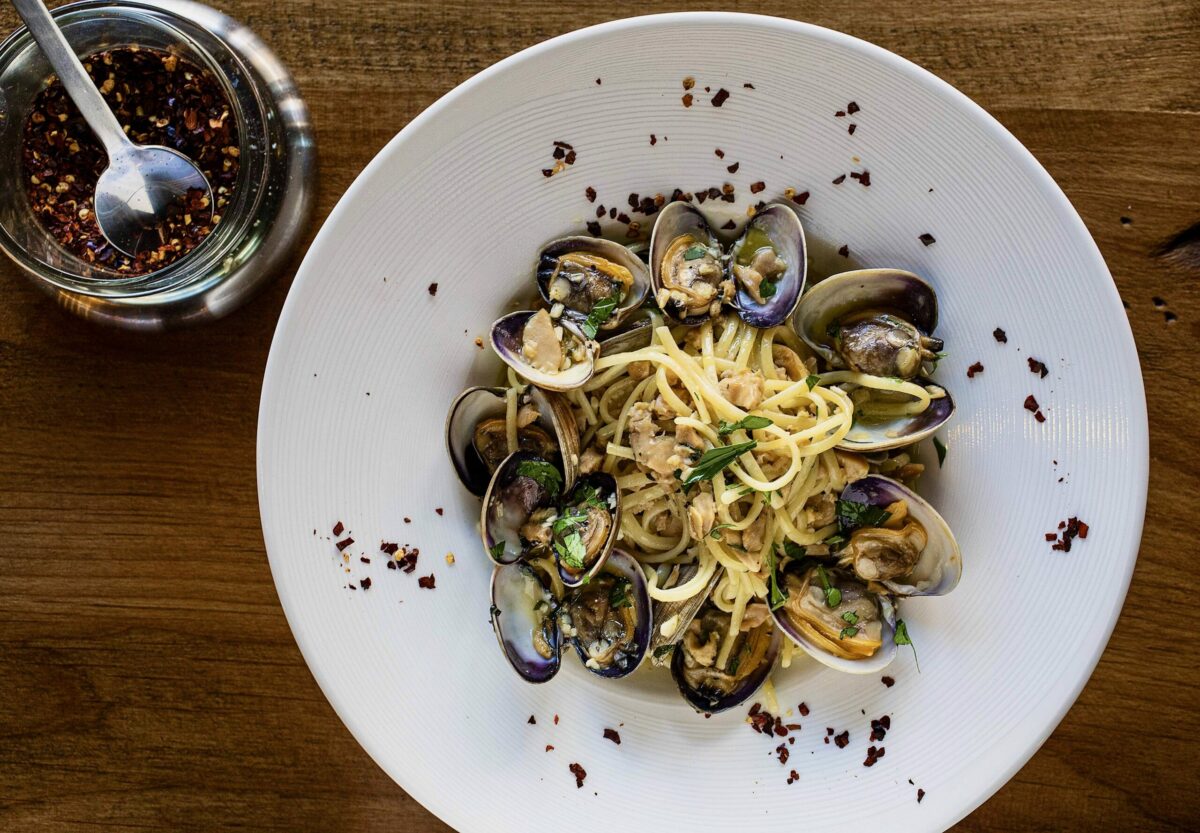 Linguine Vongole with fresh Manila clams, garlic, white wine, E.V.O.O. and parsley from Trattoria Roma in the Petaluma Theater District. (John Burgess/The Press Democrat)