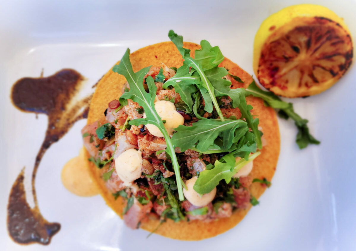 Ahi tuna tostadas at Barrio Cocina at Old Possum Brewing. (Heather Irwin/Sonoma Magazine)