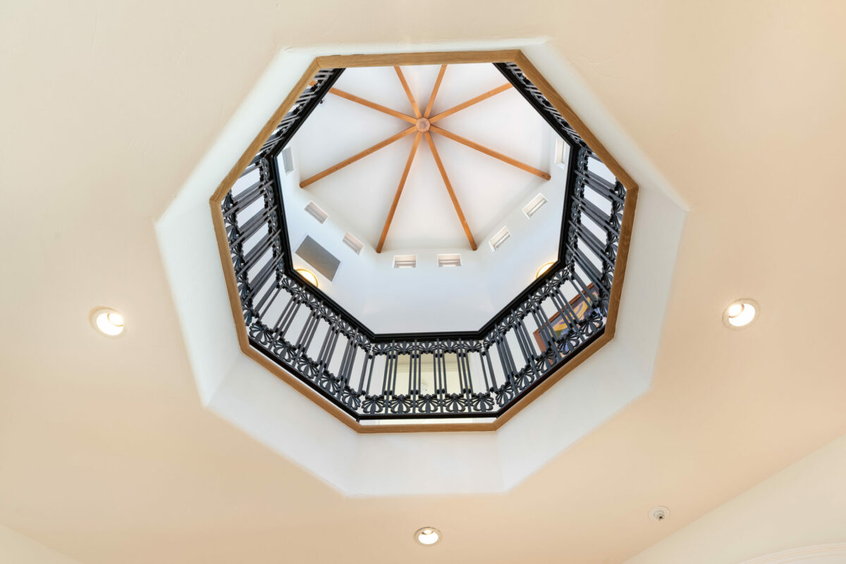 Decorative ironwork around the stairway at the top of the tower. (Ned Bonzi)