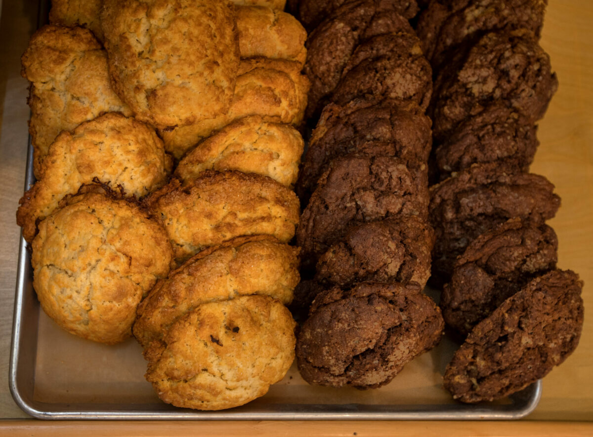 Vanilla bean coconut and chocolate Nutella scones are displayed at Nightingale Breads, Sunday, Oct. 9, 2022, in Forestville. (Darryl Bush / For The Press Democrat)