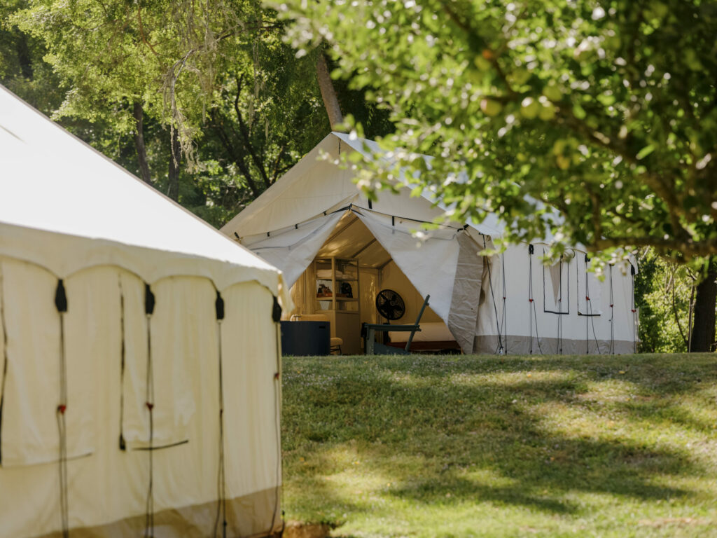 Glamping tents at Dawn Ranch in Guerneville. (Dawn Ranch)