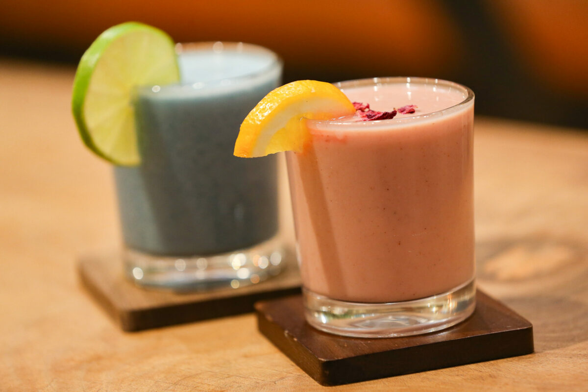 Passaflora, right, and Blue Dream drinks served at Soft Medicine Sanctuary in Sebastopol. (Christopher Chung/The Press Democrat)