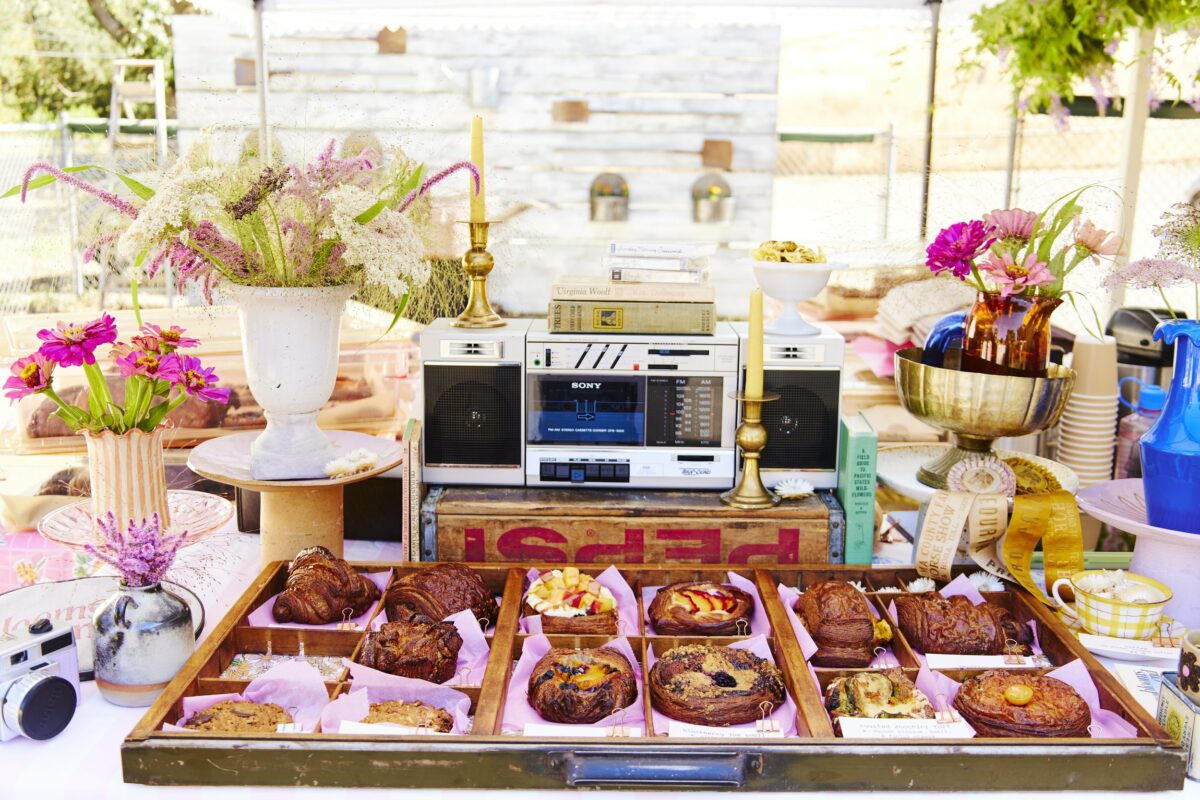 On Fridays, Catherine Clark hosts a pop-up with baker Mary Denham of Blooms End, who nestles her imaginatively flavored treats on cheery squares of Liberty print fabric stacked in repurposed wooden printers’ trays. Cinnamon rolls with peaches and bourbon cream cheese are a favorite, as are difficult-to-find whole-wheat croissants, light and flaky as can be. (Tenfold Farmstand)