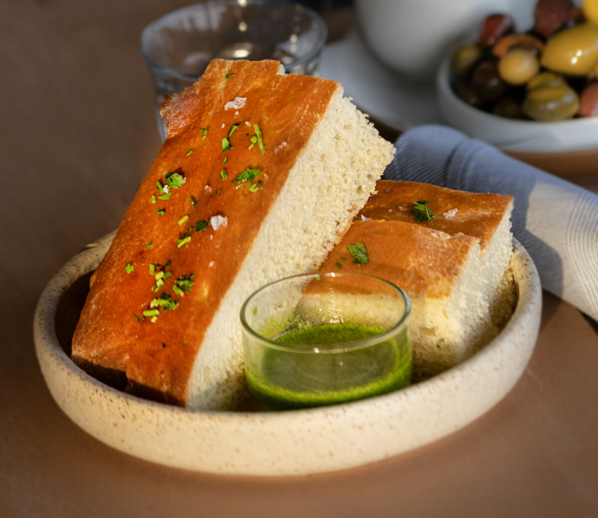 House Bread with Salsa Verde from Luma Bar and Eatery in Petaluma Thursday, February 16, 2023. (John Burgess/The Press Democrat)