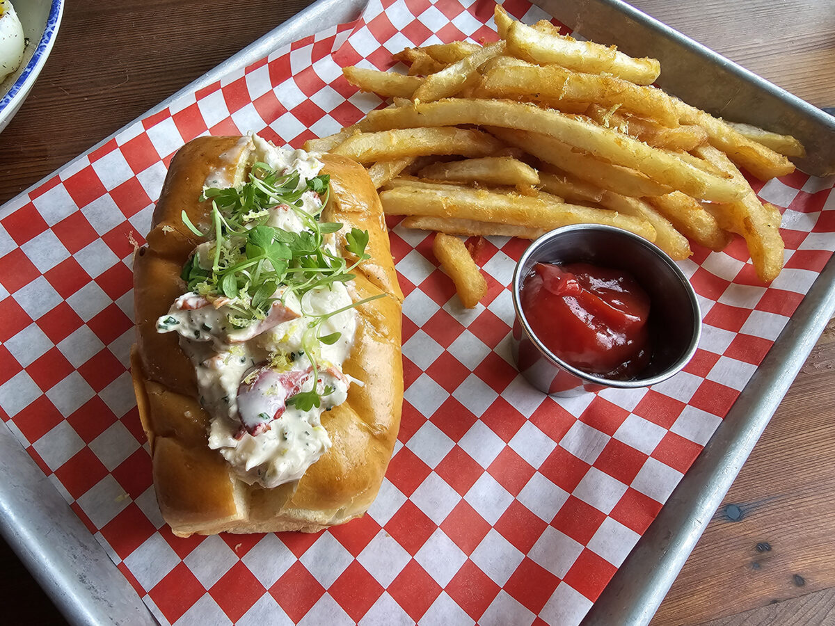 Lobster roll at Nick's Cove in Marshall. The restaurant recently consulted with Chef Chris Cosentino for a new menu. (Heather Irwin/Sonoma Magazine)