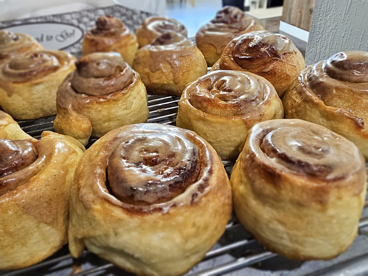 Cinnamon maple rolls at Wooden Petal in Santa Rosa. (Heather Irwin/Sonoma Magazine)