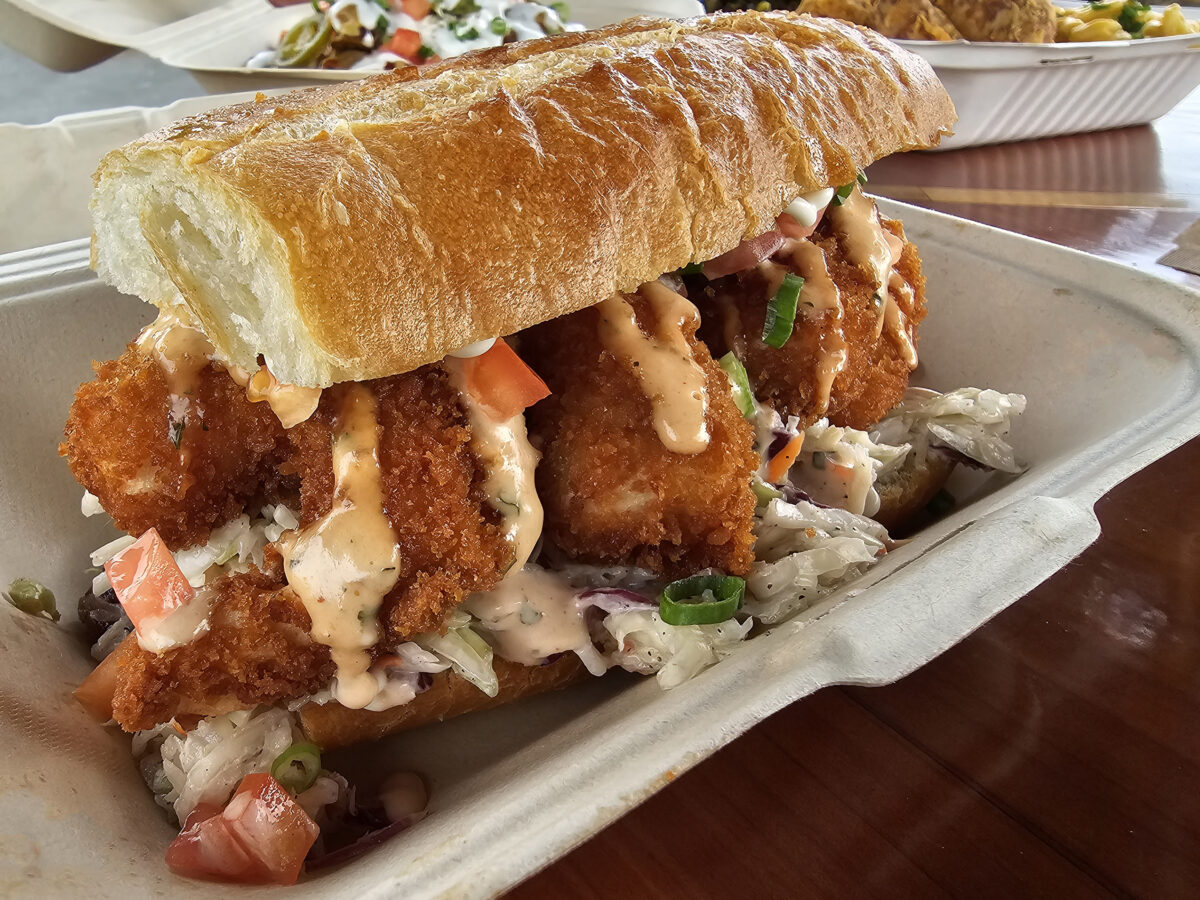 The "shrimp" po'boy from Vegan Mob in Santa Rosa. (Heather Irwin/The Press Democrat)