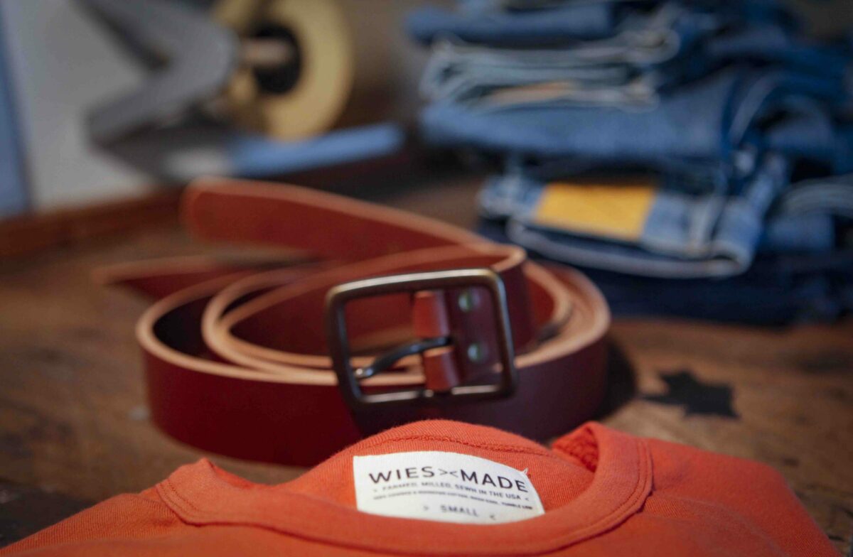 Wies Made t-shirts, belts and jeans are some of the clothing products sold by the small Petaluma clothing company with big goals for sustainable fashion._Monday, May 01, 2023. _(CRISSY PASCUAL/ARGUS-COURIER STAFF)