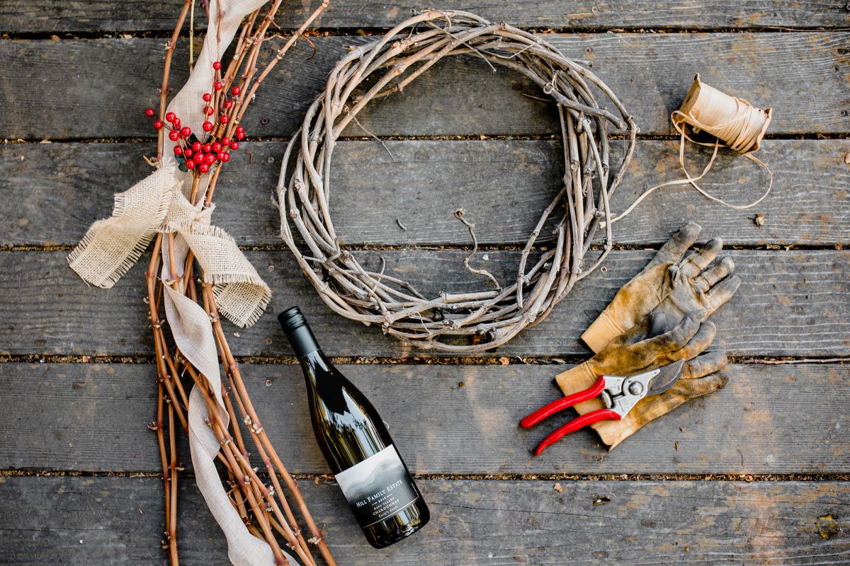 Grapevine wreath making class at HIll family Estate in Yountville