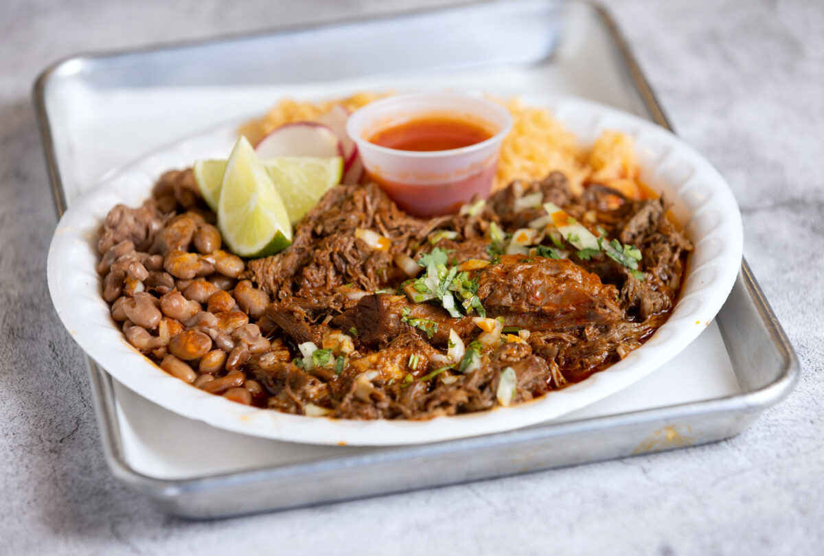 The Birria plate with beans and rice from Jalapeño Mexican Grill on Sebastopol Road in Santa Rosa, Wednesday, Jan. 25, 2023. (John Burgess/The Press Democrat)