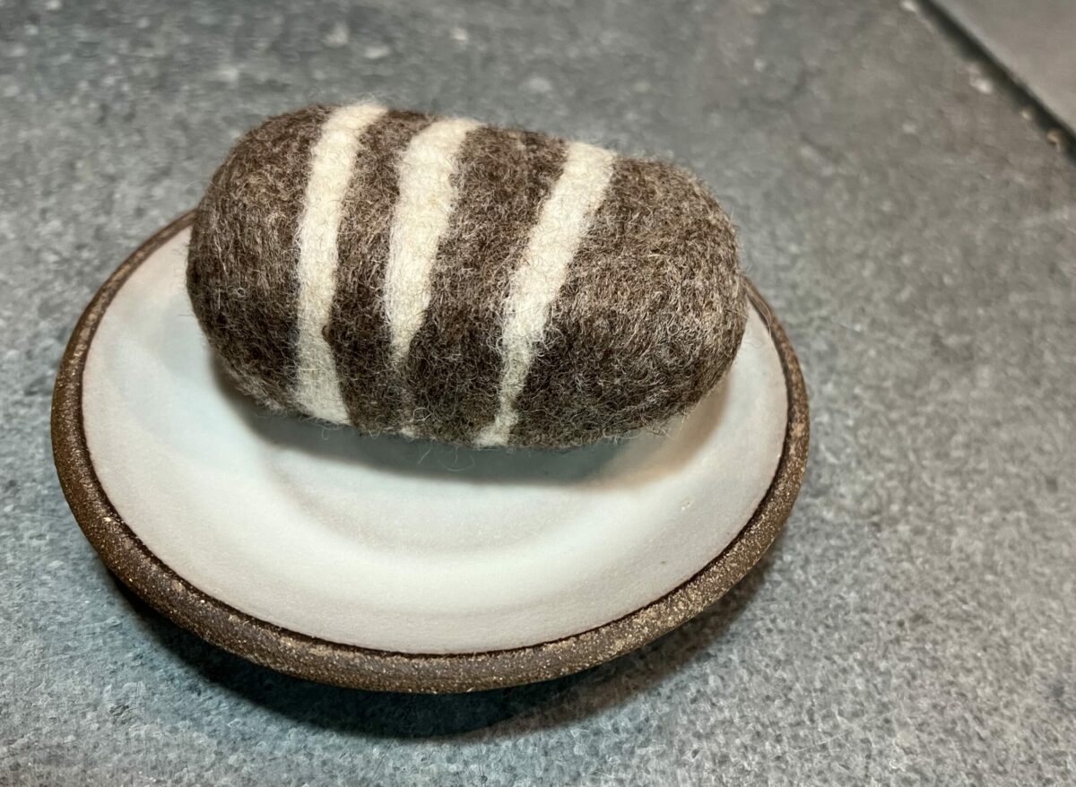 Farm-to-dirt: Dometic wool covers this Santa Rosa-made soap to make it last longer. The earthy dish is from Petaluma ceramist Kate Sheehy who fires her work at Petaluma Pottery. $20 (soap), $22 (soap dish), Estuary, 120 Petaluma Blvd N, Petaluma, 707-231-9125, shopestuary.com