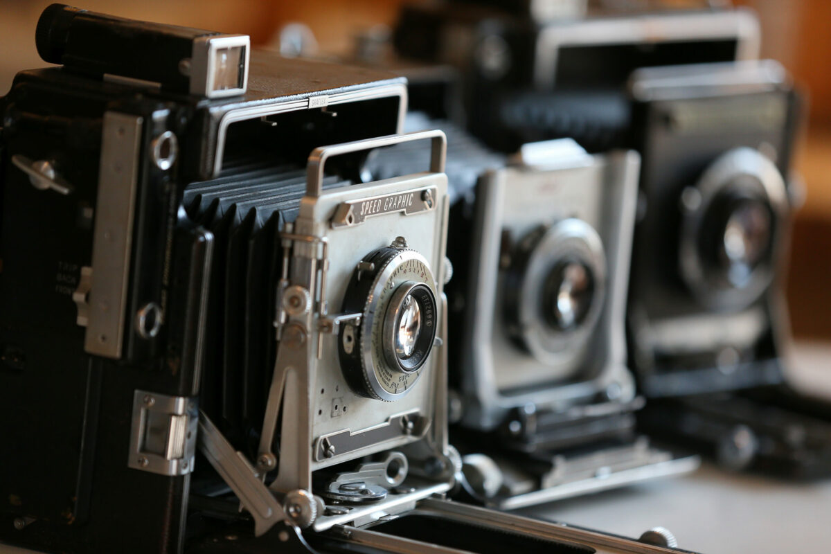 Old medium format film cameras for sale at Jeremiah's Photo Corner in Santa Rosa. (Christopher Chung/The Press Democrat)