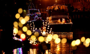on Saturday, 12 8, 2012. The Petaluma Holiday Lighted Boat Parade illuminates the Petaluma River Turning Basin, Saturday Dec. 8, 2012. (Kent Porter / Press Democrat) 2012