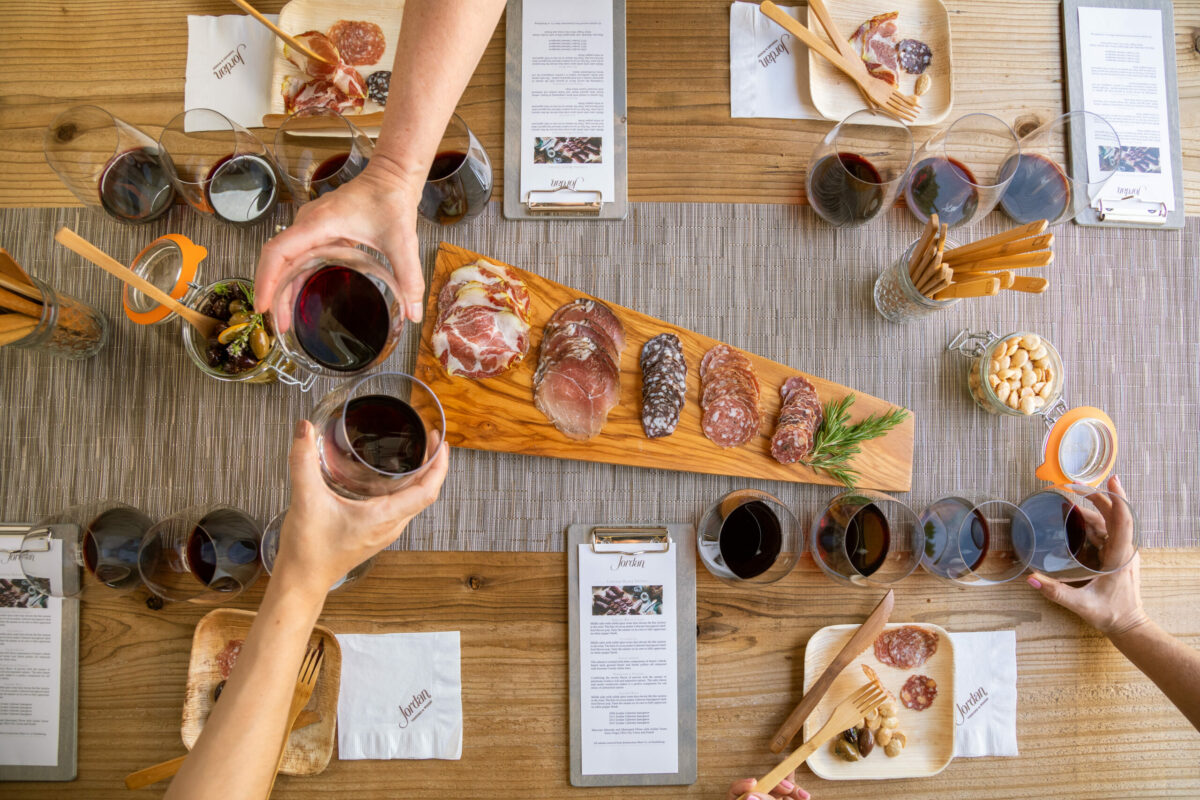 Wine and food pairing at Jordan Winery in Healdsburg. (Sonoma County Tourism)