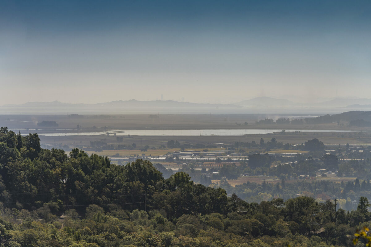 The home has views of Sonoma Valley below and San Francisco in the distance. (Paul Rollins)