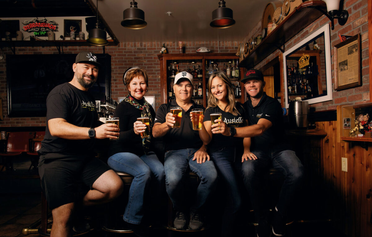 Mario Ausiello, Debbie Ausiello, Armand Ausiello, Leeanna Kane, Matthew Kane are co-owners of the new Ausiello's Homeslice. Not pictured is Casey Ausiello, also an owner. (Photo: Nicoletta Camerin)