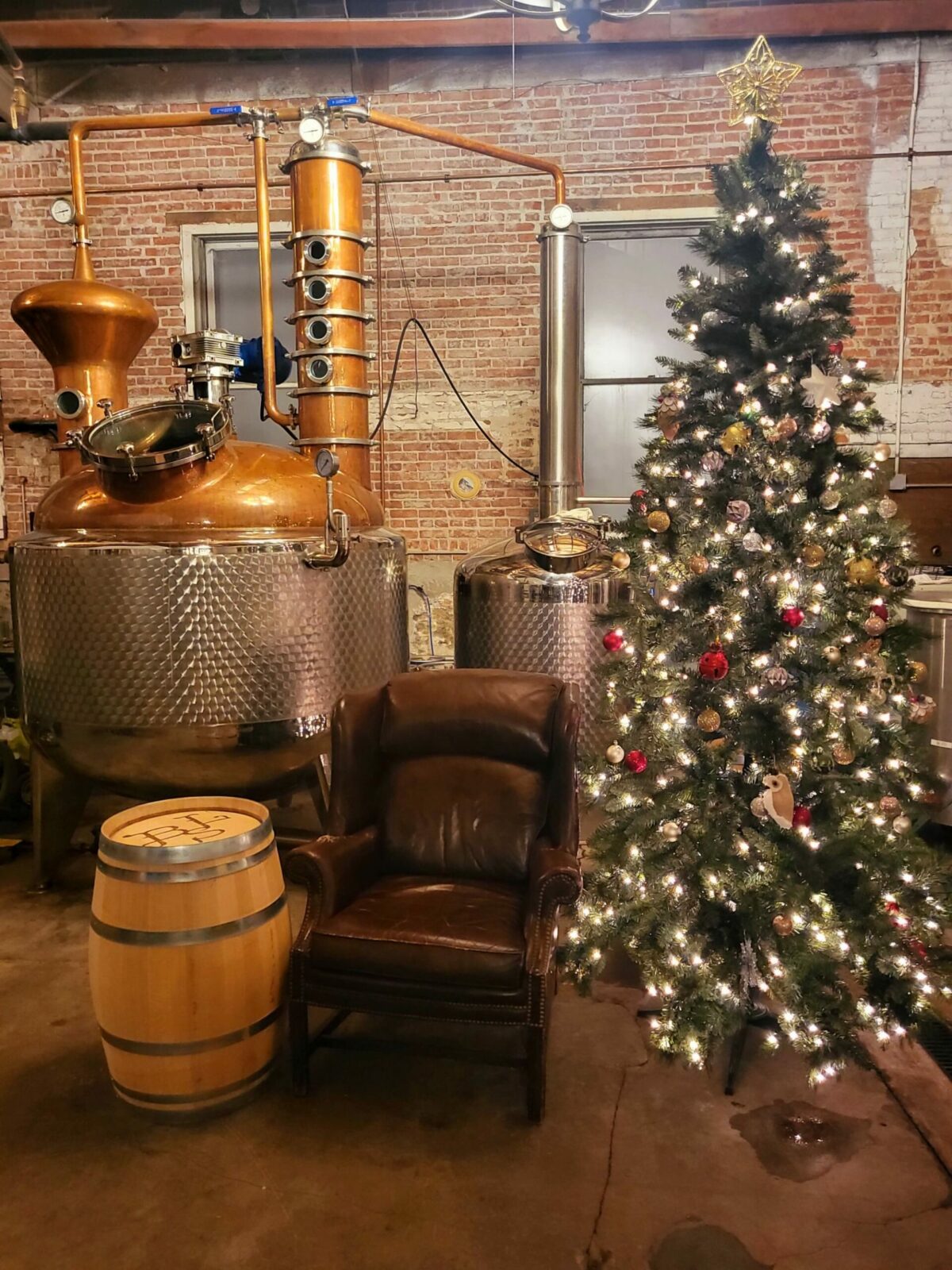 Barber Lee Spirits distillery during the winter holidays