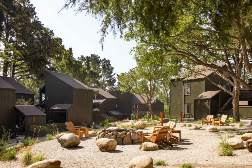 Outdoor courtyard at Lodge at Marconi in West Marin