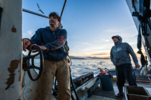 Jonny Jackson of Pacific Native Fisheries aboard his crab boat. (James Joiner) 