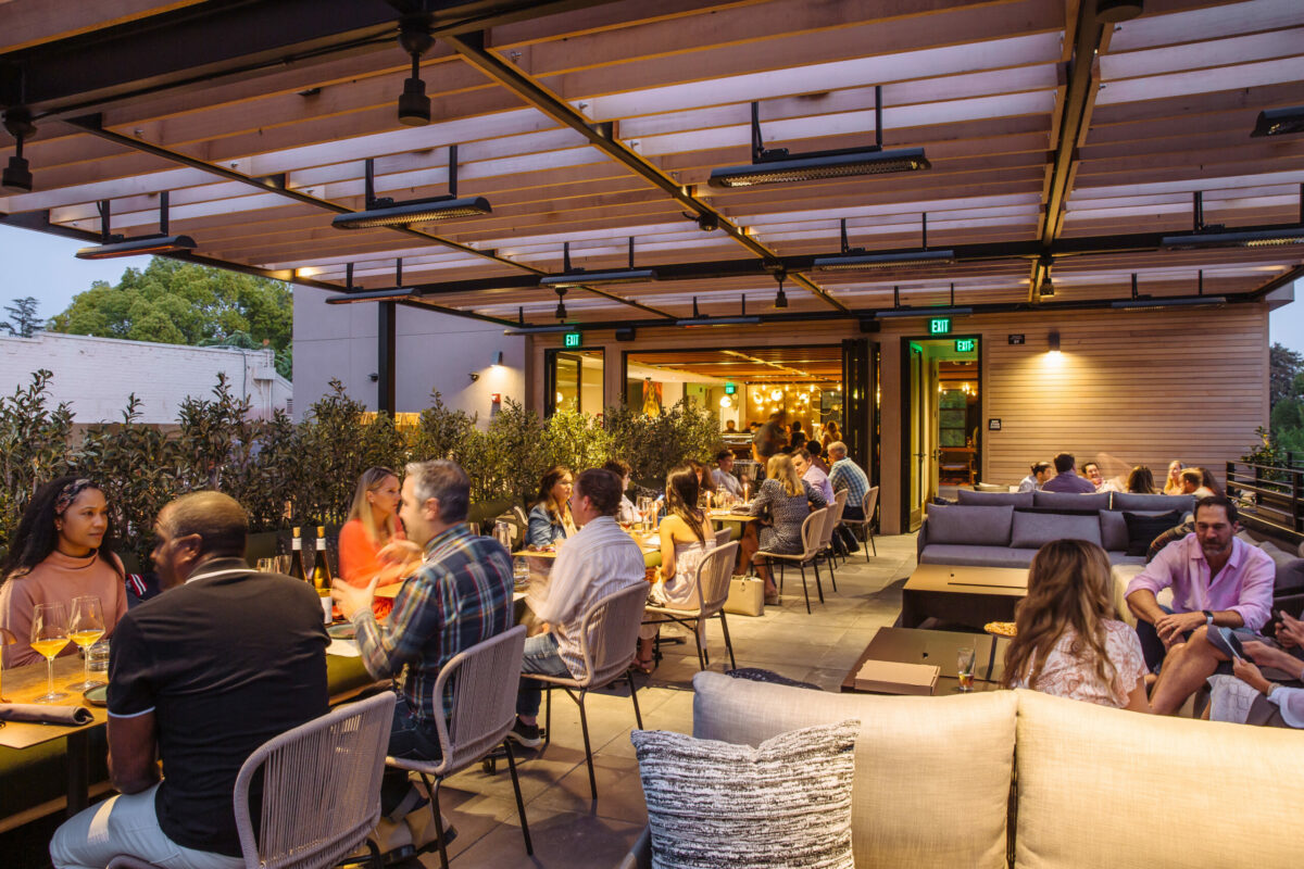 Outdoor dining at Roof 106 at The Matheson in Healdsburg. (Deb Wilson)