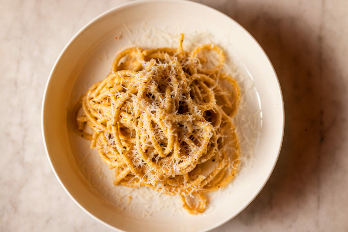 Caccio e Pepe with bucatini, 7 peppers and pecorino from the Golden Bear Station Thursday, January 11, 2023 on Hwy 12 in Kenwood. (Photo John Burgess/The Press Democrat)