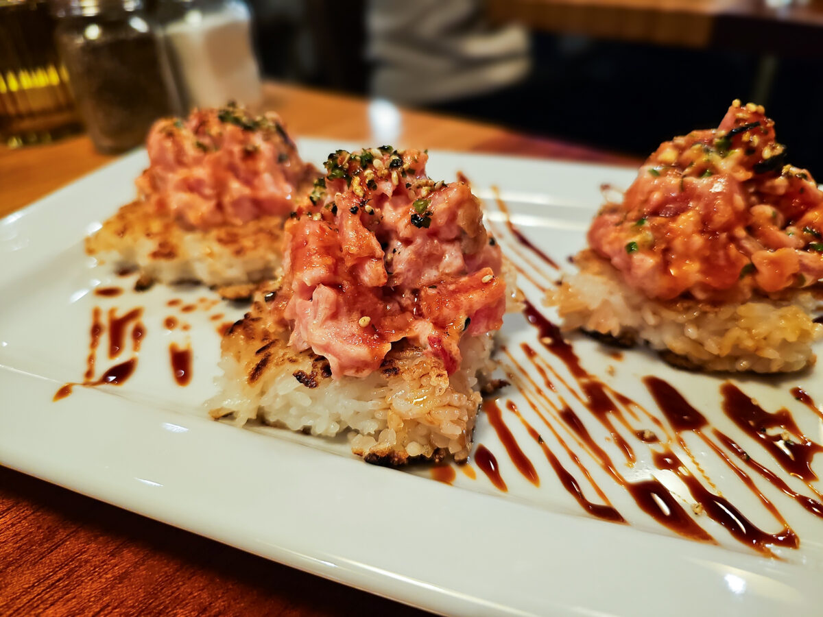 Ahi tuna tartare with crispy rice cakes at Ausiello's Homeslice in Rincon Valley (Heather Irwin/The Press Democrat)