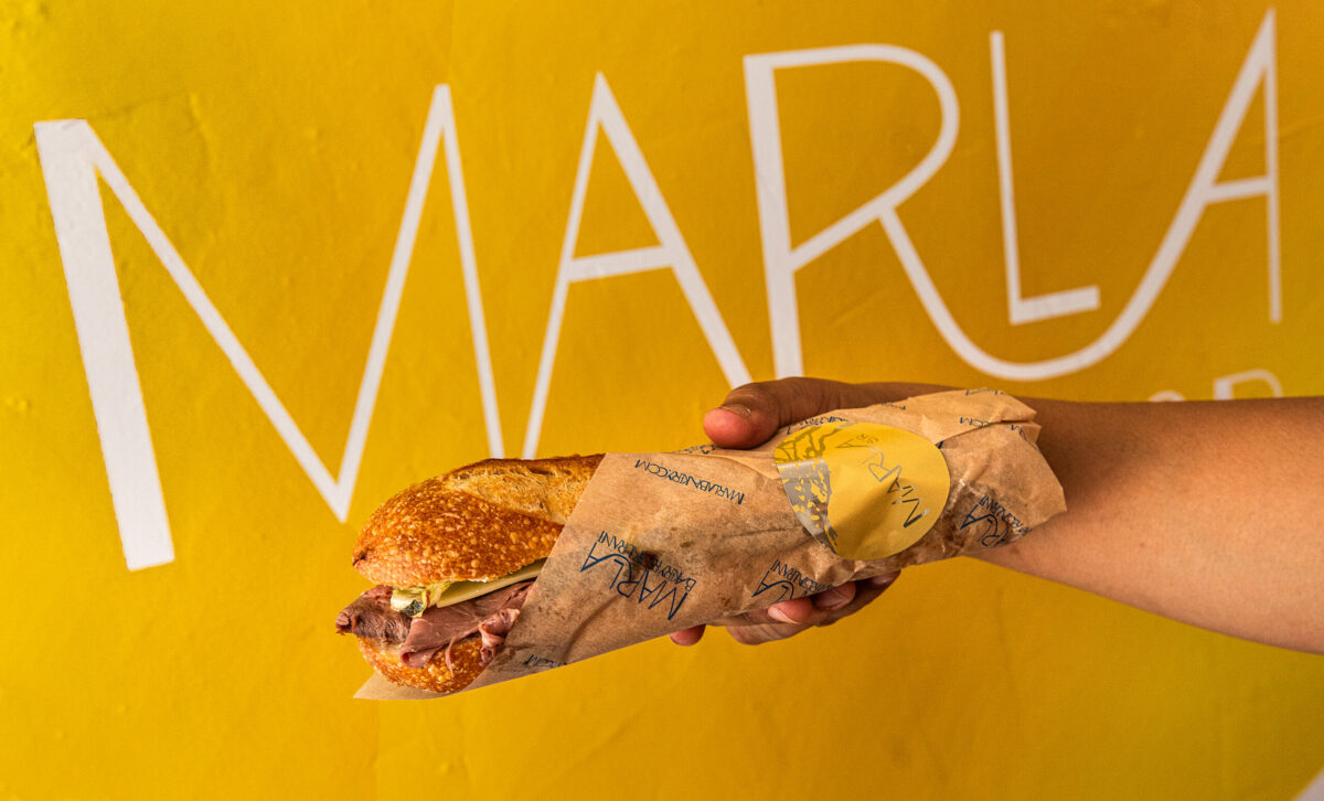 House roasted beef and mustard cheese with chicory and grab-n-go sandwich from Marla SR Bakery and Cafe November 16, 2023. (Photo John Burgess/The Press Democrat)