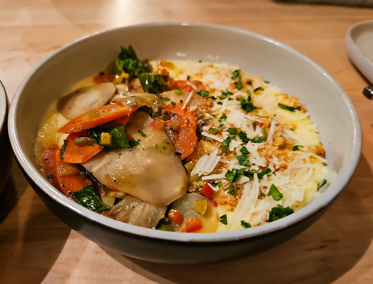Polenta with seasonal roasted vegetables at Luma restaurant in Petaluma. (Heather Irwin/The Press Democrat)